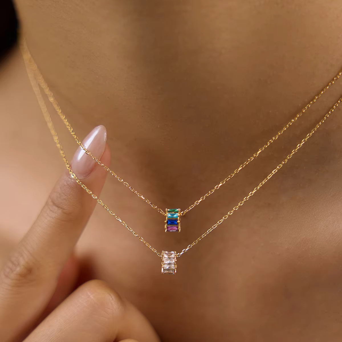 Women's Zircon Bead Pendant Necklace | 18K Gold Plated | Clear & Multicolour | Gift for Her AEX Av8Store