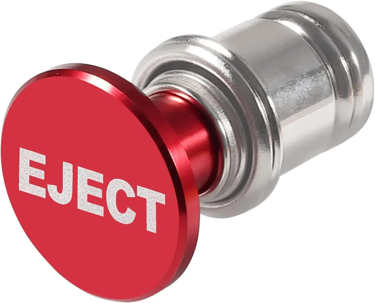 Red Eject push button 12V cigarette lighter replacement, anodised aluminium