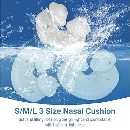 Nasal cushions with water splash on a blue background