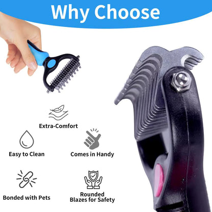 2-in-1 Pet Dematting & Deshedding Brush for Dogs & Cats