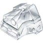Clear plastic Resmed Water Chamber with multiple components on a white background