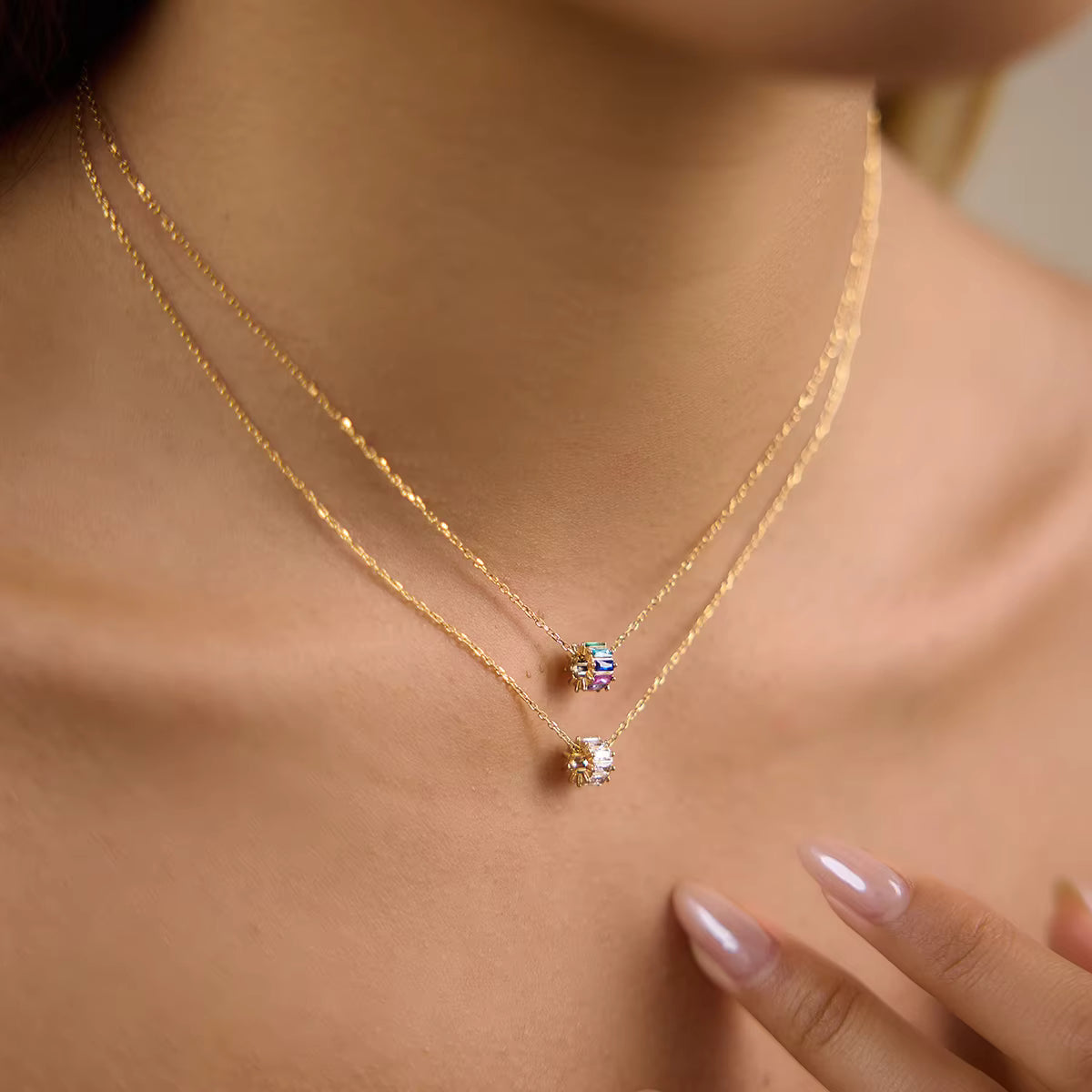 Women's Zircon Bead Pendant Necklace | 18K Gold Plated | Clear & Multicolour | Gift for Her AEX Av8Store