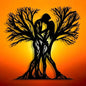 1PC Couple Tree Metal Wall Sculpture | Romantic Flower Design Living Room Decor AEX