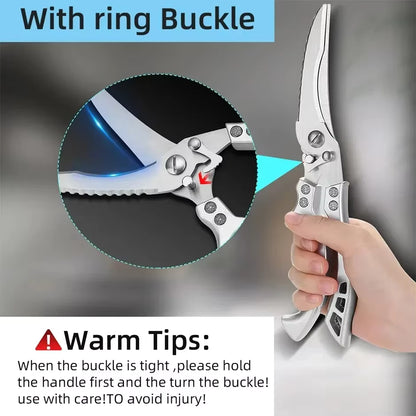 Kitchen Scissors Chicken Bone Kitchen Shears,Duck Fish Cutter Stainless Steel Fish Scissors Scale Clean Cook Scissors Knife Av8Store Av8Store