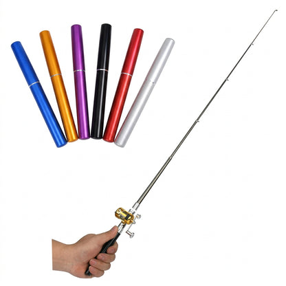 Novelty pen fishing rod and reel combo 1m telescopic pocket fishing pole