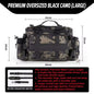 Large Waterproof Fishing Tackle Bag in Black Camo, Waist, Shoulder & Crossbody