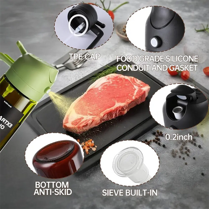 470ml Oil Sprayer 2‑in‑1 Olive Oil Dispenser Thick Glass Spray Bottle with Stickers AEX