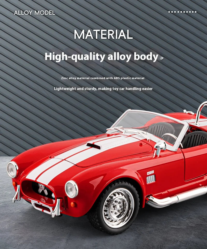 1:24 Shelby Cobra 1965 Convertible Diecast Model Sound Light Pull Back Toy AEX Av8Store