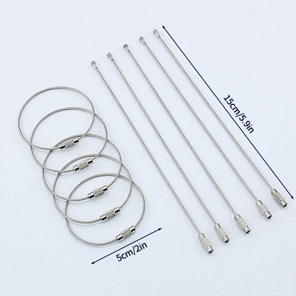 10 pack stainless steel wire rope keyrings