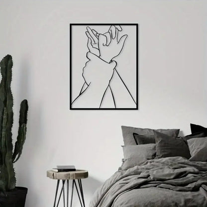 Romantic Couple Hand Metal Wall Art | Modern Love Silhouette Decor for Bedroom AEX