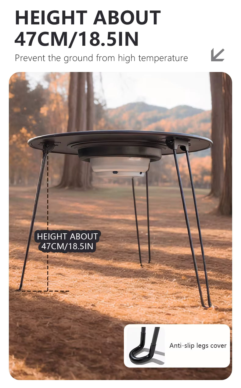 BISINNA Portable Folding Charcoal BBQ Grill & Camping Table | 4-in-1 Outdoor Stove