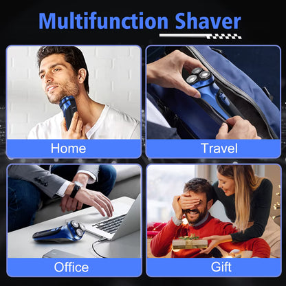 Men's Cordless Rotary Electric Shaver | Triple Blade, Wet/Dry, USB-C Fast Charge