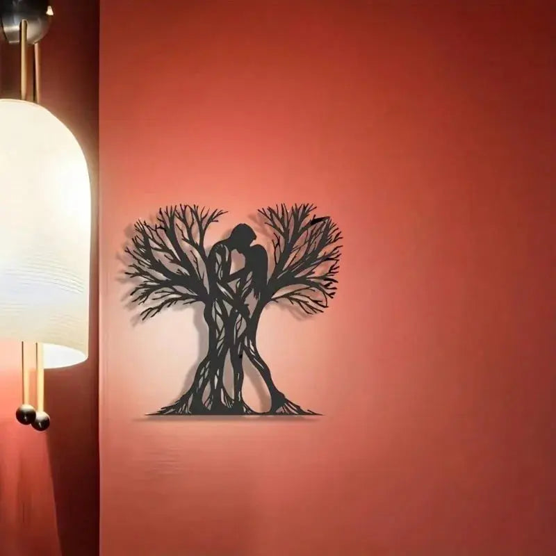 1PC Couple Tree Metal Wall Sculpture | Romantic Flower Design Living Room Decor AEX