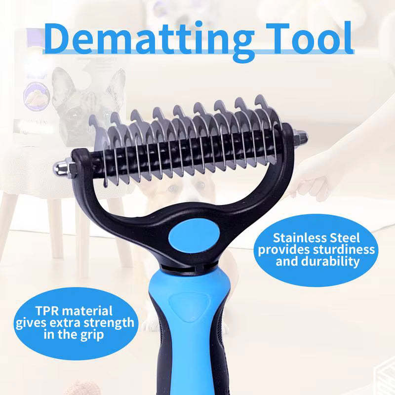 2-in-1 Pet Dematting & Deshedding Brush for Dogs & Cats