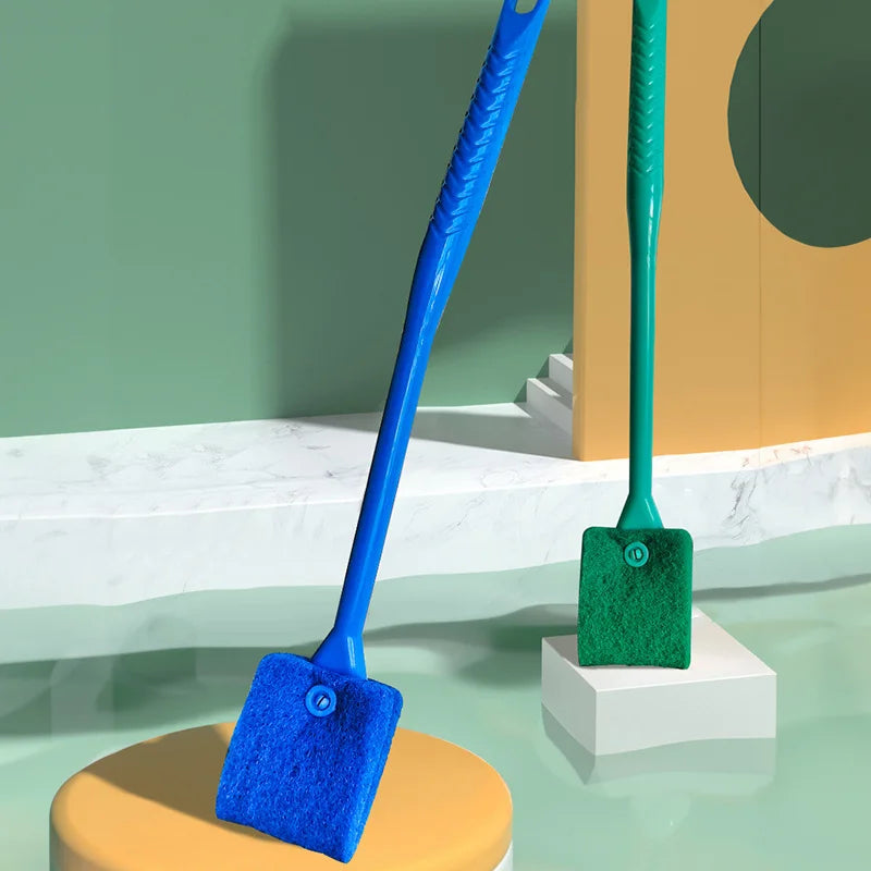 Fish Tank Cleaning Brush Long Handle Double‑Sided Aquarium Algae Scrubber Glass Cleaner Tool AEX Av8Store