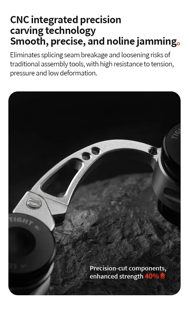 CNC integrated precision carving technology with a close-up of a metal component on a dark background.
