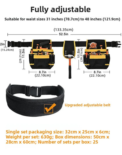 Heavy Duty Tool Belt Bag with Detachable Pouch | Multi-Pocket Waist Apron | Men & Women