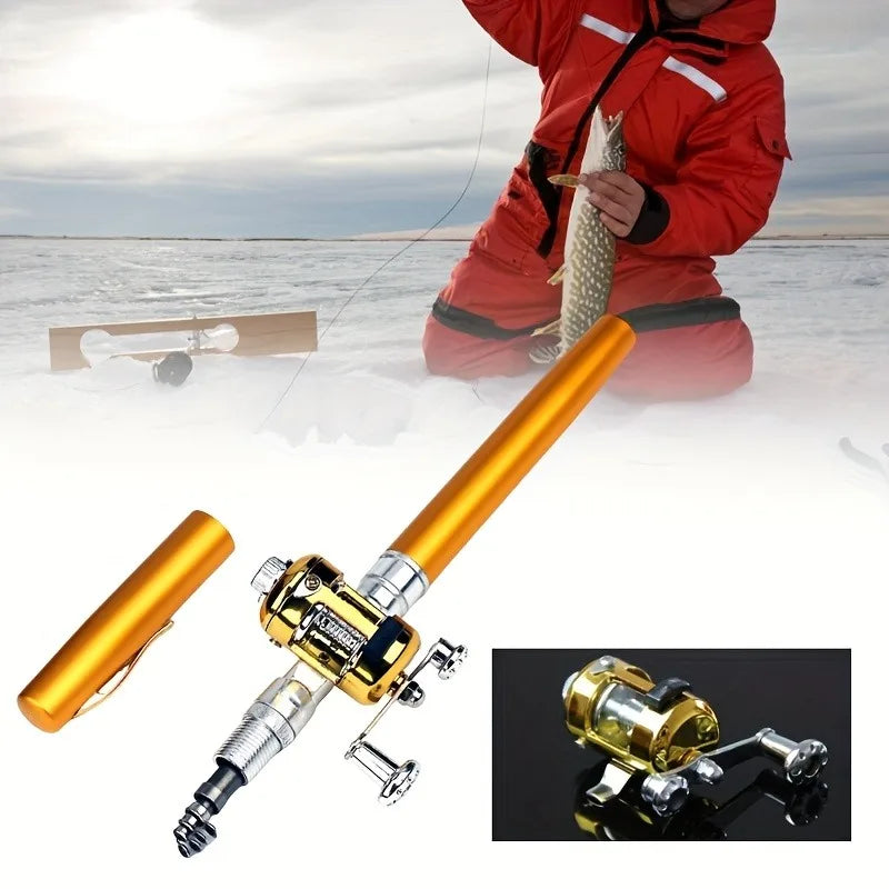 Pocket-size collapsible pen fishing rod and reel
