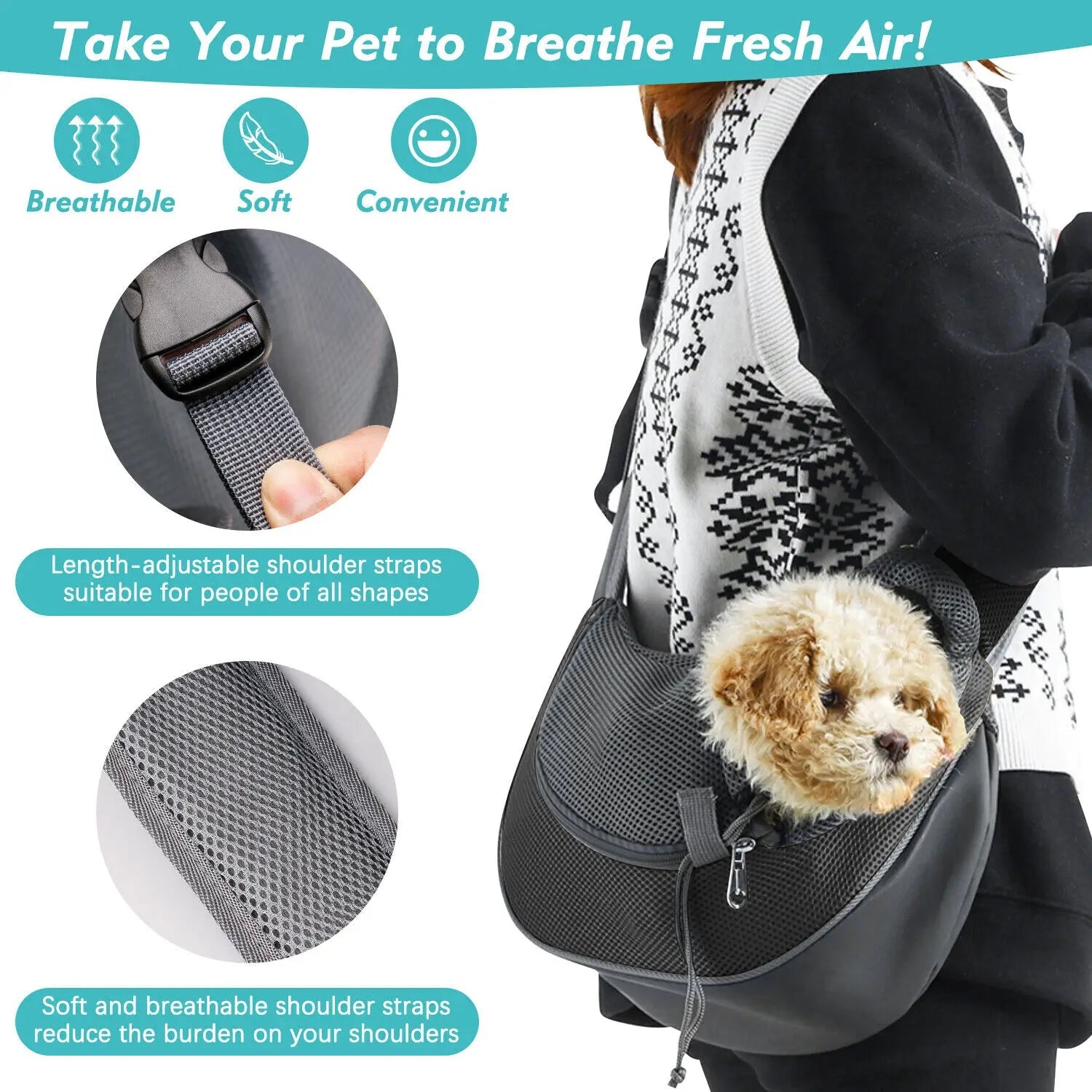 Pet Puppy Sling Carrier Bag – Mesh Oxford Shoulder Pouch for Small Dogs | Outdoor Travel AEX Av8Store