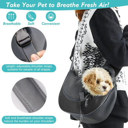 Pet Puppy Sling Carrier Bag – Mesh Oxford Shoulder Pouch for Small Dogs | Outdoor Travel AEX Av8Store