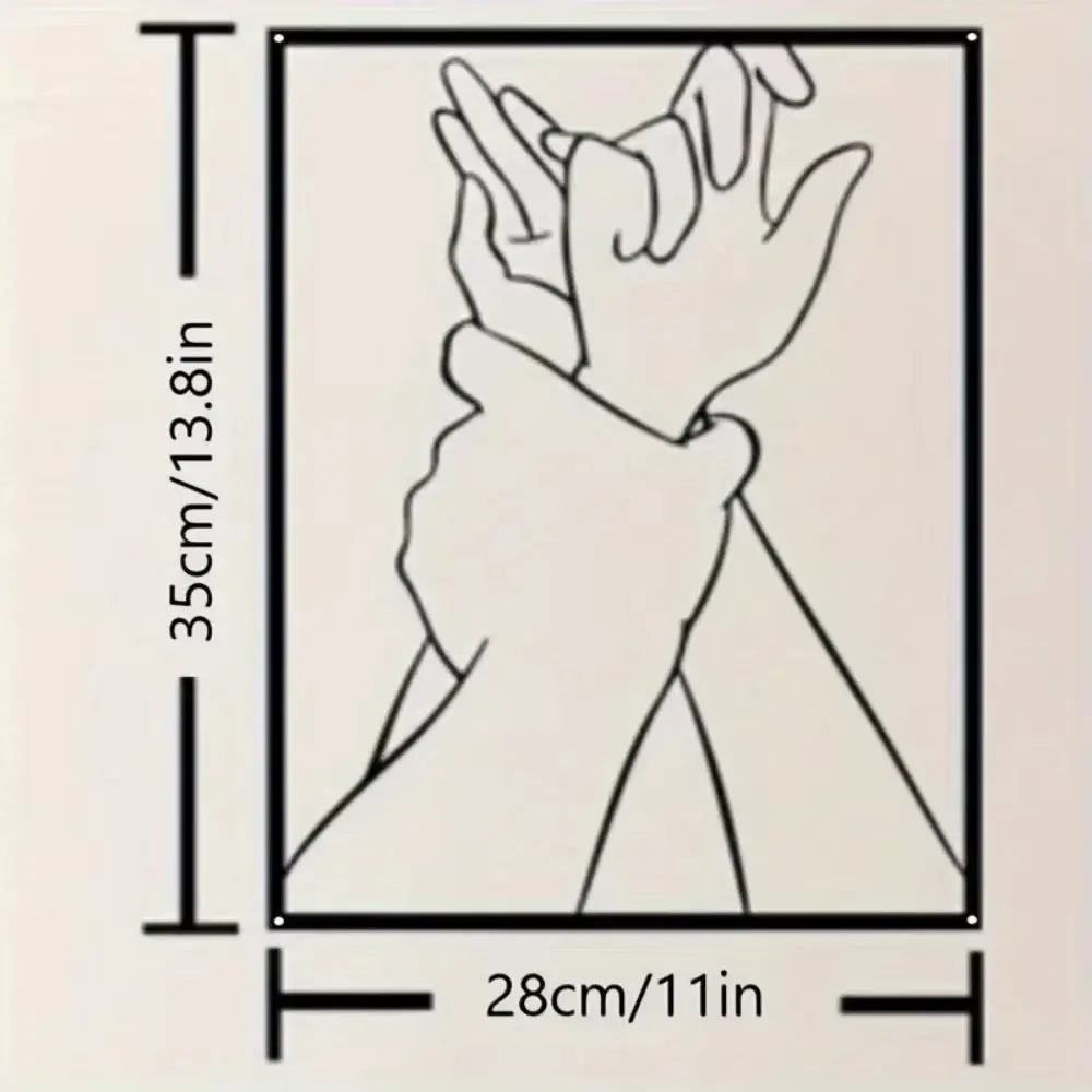 Romantic Couple Hand Metal Wall Art | Modern Love Silhouette Decor for Bedroom AEX