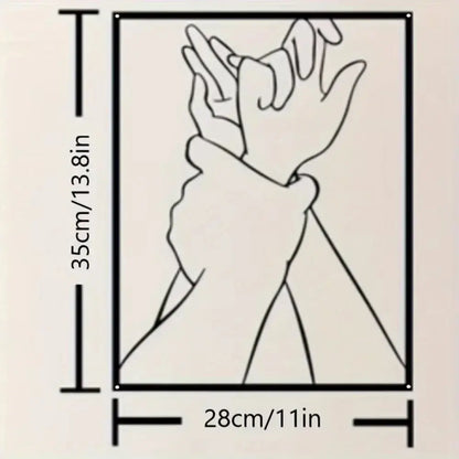 Romantic Couple Hand Metal Wall Art | Modern Love Silhouette Decor for Bedroom AEX