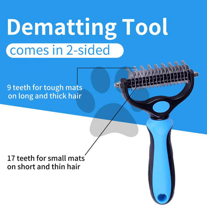 2-in-1 Pet Dematting & Deshedding Brush for Dogs & Cats