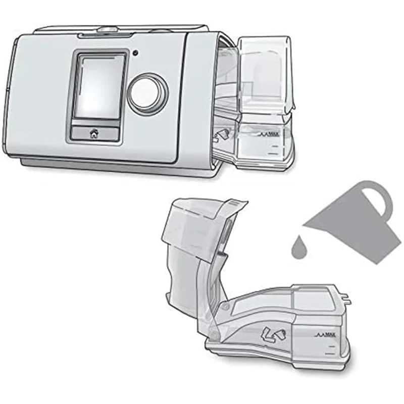 CPAP machine with its components on a white background