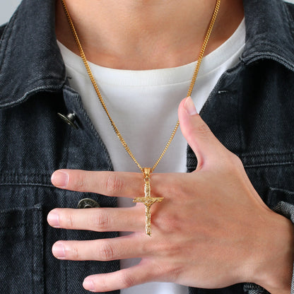 Stainless Steel Cross Necklace – Gold Jesus Pendant | Catholic Faith Jewellery