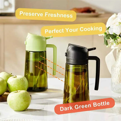 470ml Oil Sprayer 2‑in‑1 Olive Oil Dispenser Thick Glass Spray Bottle with Stickers AEX