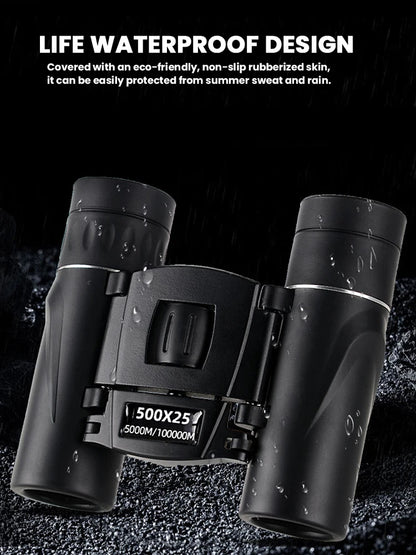 Black binoculars with waterproof design on a black background