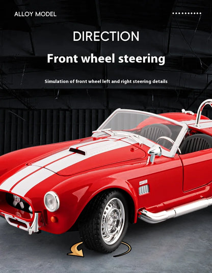 1:24 Shelby Cobra 1965 Convertible Diecast Model Sound Light Pull Back Toy AEX Av8Store
