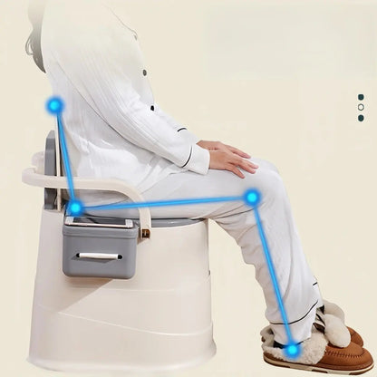 Portable Toilet with Back Support & Lid | Grey Commode Chair for Camping, Elderly & Bedside Use AEX