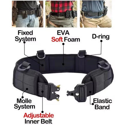 Tactical padded belt set with quick release metal buckle and MOLLE system