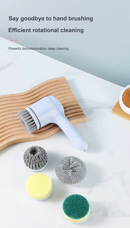 Electric Spin Scrubber | USB Rechargeable | 5 Brush Heads | Cordless Power Scrubber