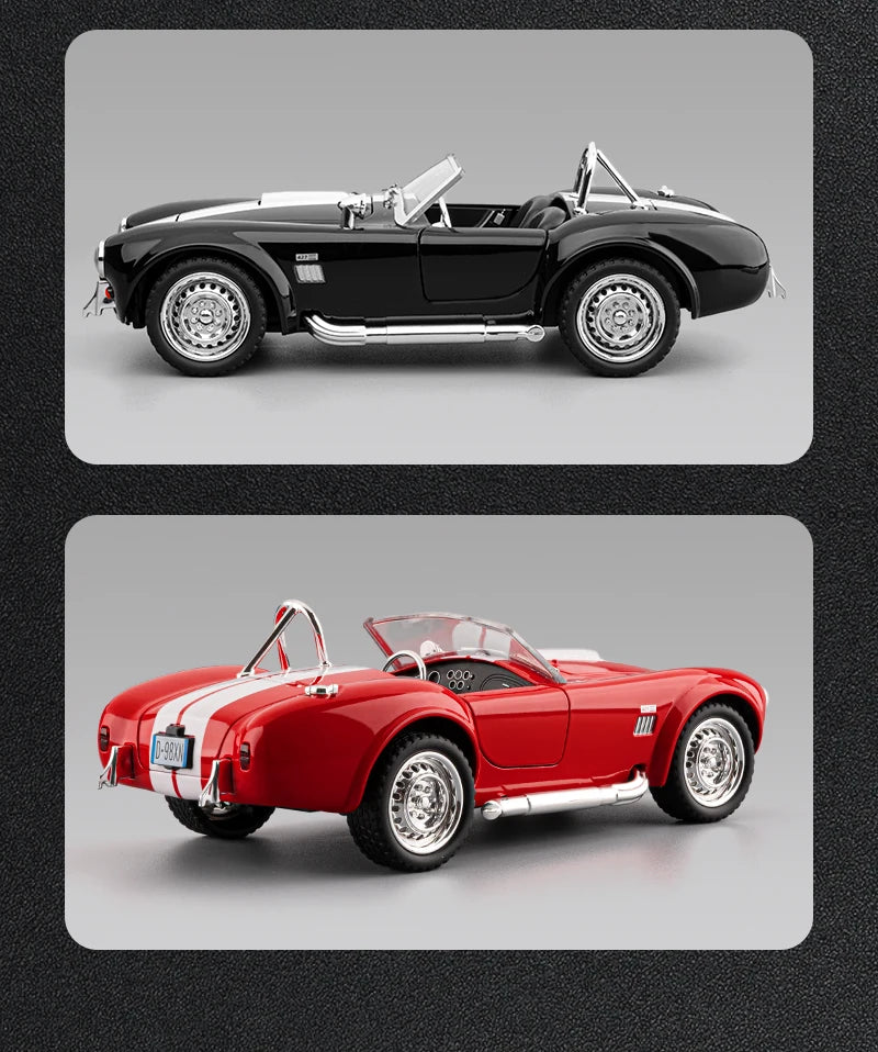 1:24 Shelby Cobra 1965 Convertible Diecast Model Sound Light Pull Back Toy AEX Av8Store