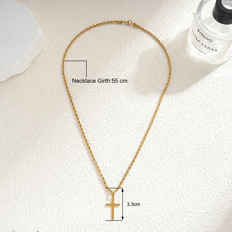 Minimalist Stainless Steel Cross Pendant Necklace – Gold | Men & Women