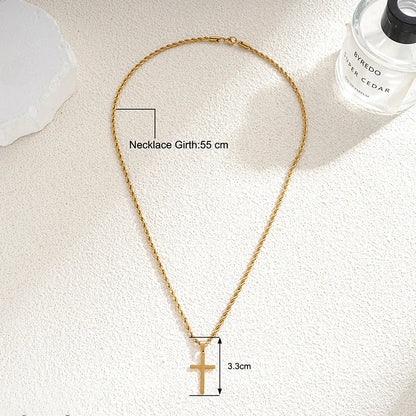 Minimalist Stainless Steel Cross Pendant Necklace – Gold | Men & Women