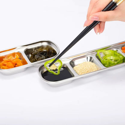 Stainless Steel 3-Compartment Sauce & Dip Tray | BBQ, Dining & Entertaining