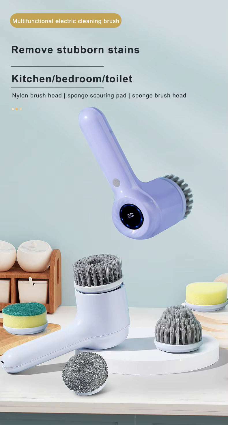 Electric Spin Scrubber | USB Rechargeable | 5 Brush Heads | Cordless Power Scrubber