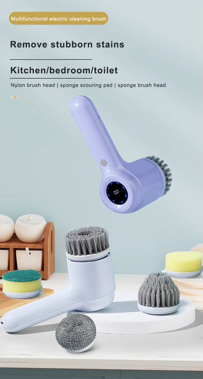Electric Spin Scrubber | USB Rechargeable | 5 Brush Heads | Cordless Power Scrubber