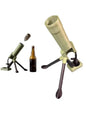 Khaki mortar beer bottle opener cap launcher with beer bottle