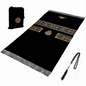 Black Turkish Muslim Prayer Rug Chenille Washable Ramadan Mat Portable 70×110cm AEX