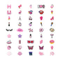 Pink shoe charms, assorted designs close-up