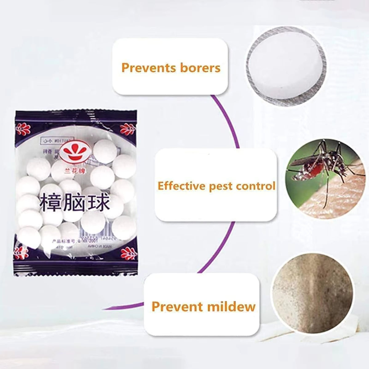 Moth Ball Insect Repellent Balls – 100 Pack | Closet & Drawer Deodoriser