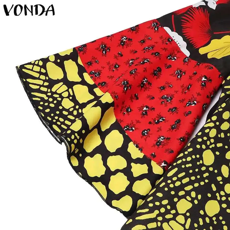 Three pieces of fabric with different patterns on a white background, branded 'Vonda'.