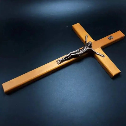Wood Crucifix Wall Cross – Catholic Jesus Christian Wall Hanging Prayer Decor & Religious Gift AEX
