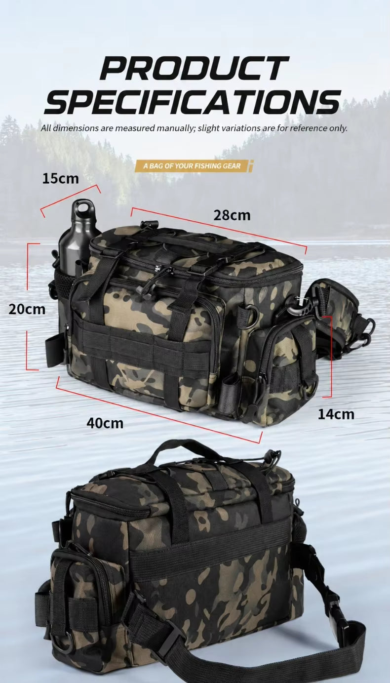 Waterproof Fishing Tackle Bag – 4-Way Wear, Rod Holder & Multi-Pocket | Waist, Shoulder & Crossbody AEX Av8Store