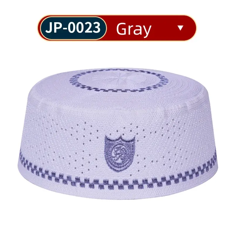 Muslim Men Prayer Hat Cotton Embroidery Kufi Islamic Cap Saudi UAE Style AEX