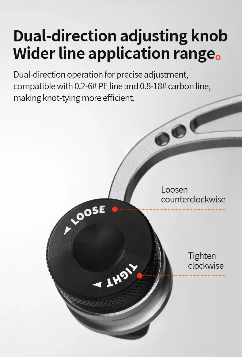 Black and silver dual-direction adjusting knob with text on a white background